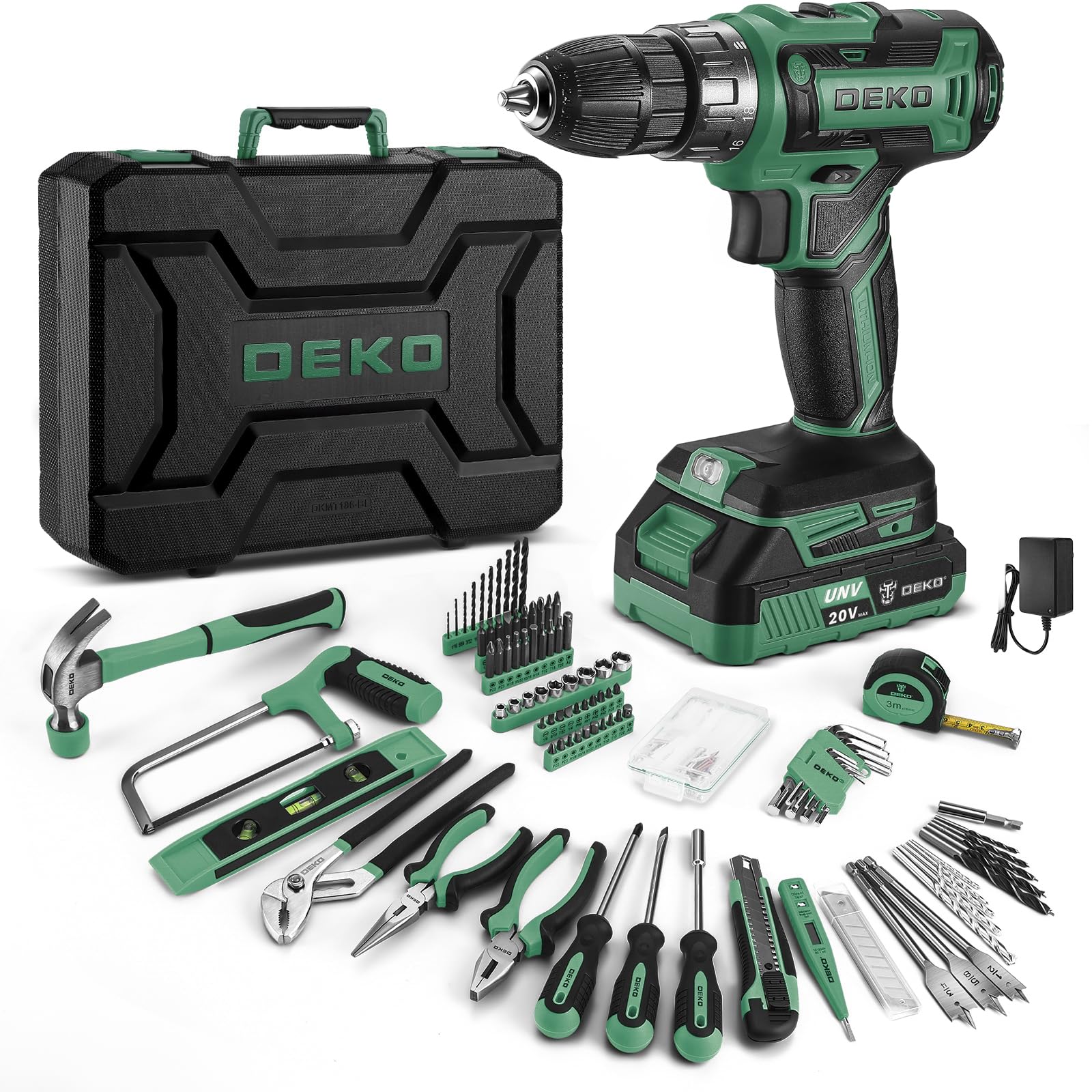 DEKOPRO green 20V cordless drill in use for quick home projects