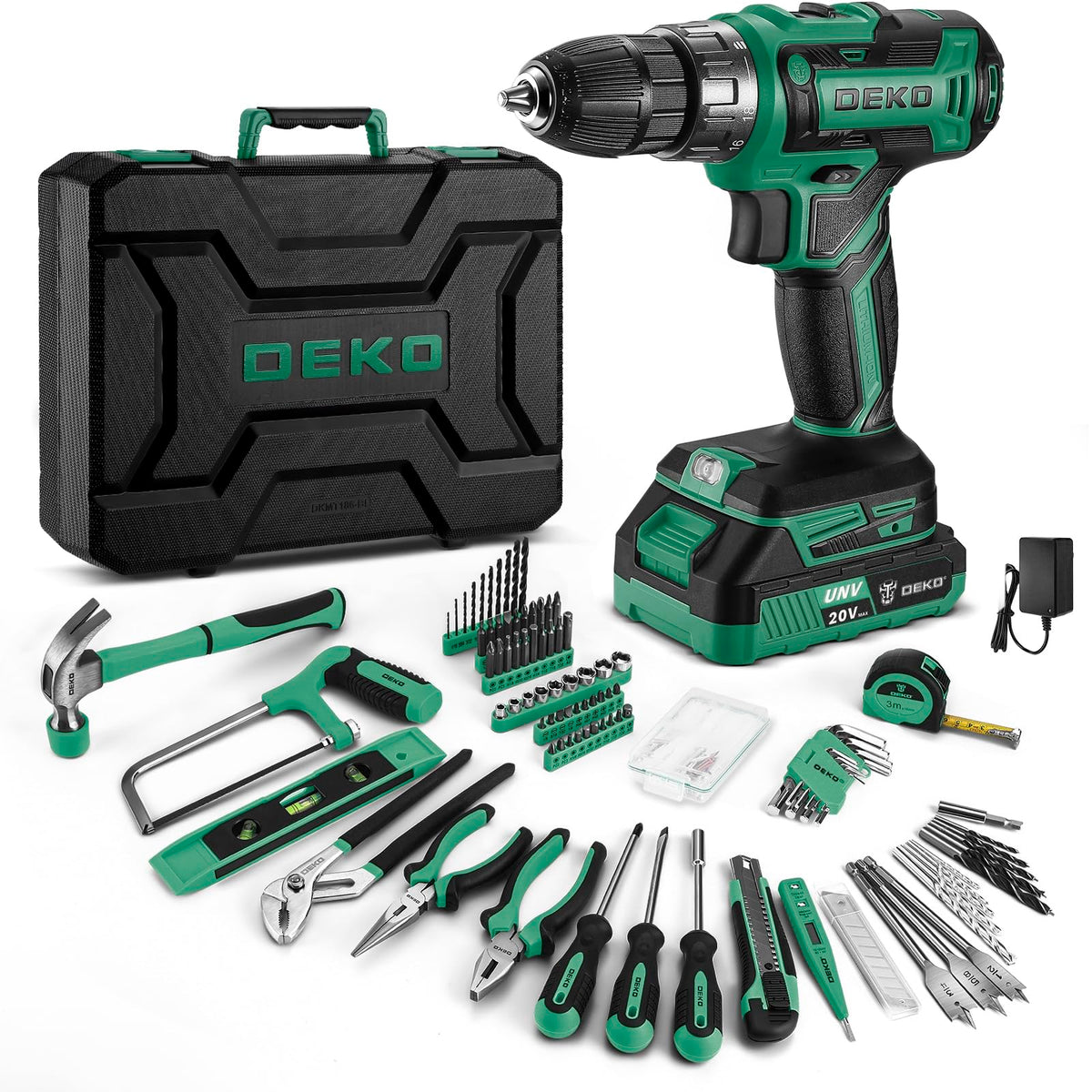 DEKOPRO green 20V cordless drill in use for quick home projects