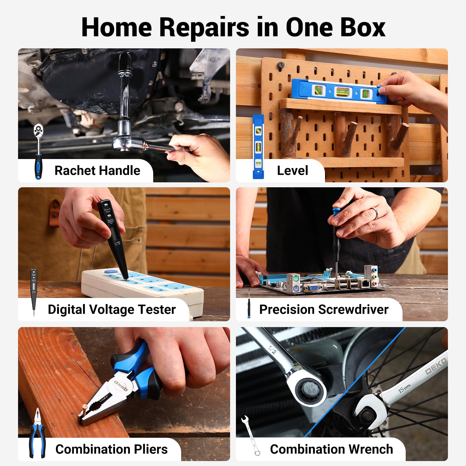 DEKOPRO home repair kit enables versatile DIY projects around house.
