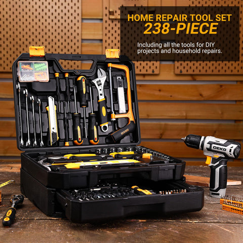 DEKOPRO In-use DIY assembly shows versatile cordless drill in action.