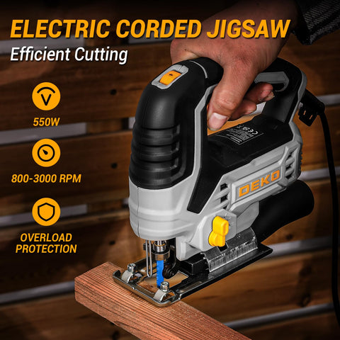 DEKOPRO jig saw tool-less blade clamp allows quick blade changes