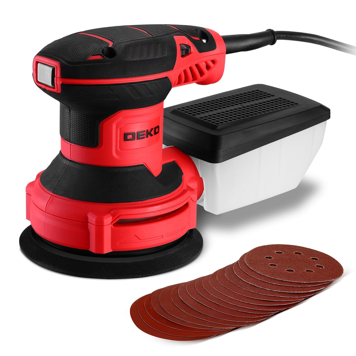 DEKOPRO orbital sander with dust box for cleaner surfaces