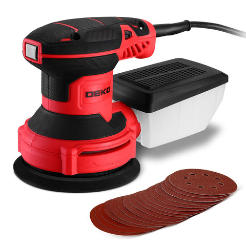 DEKOPRO orbital sander with dust box for cleaner surfaces