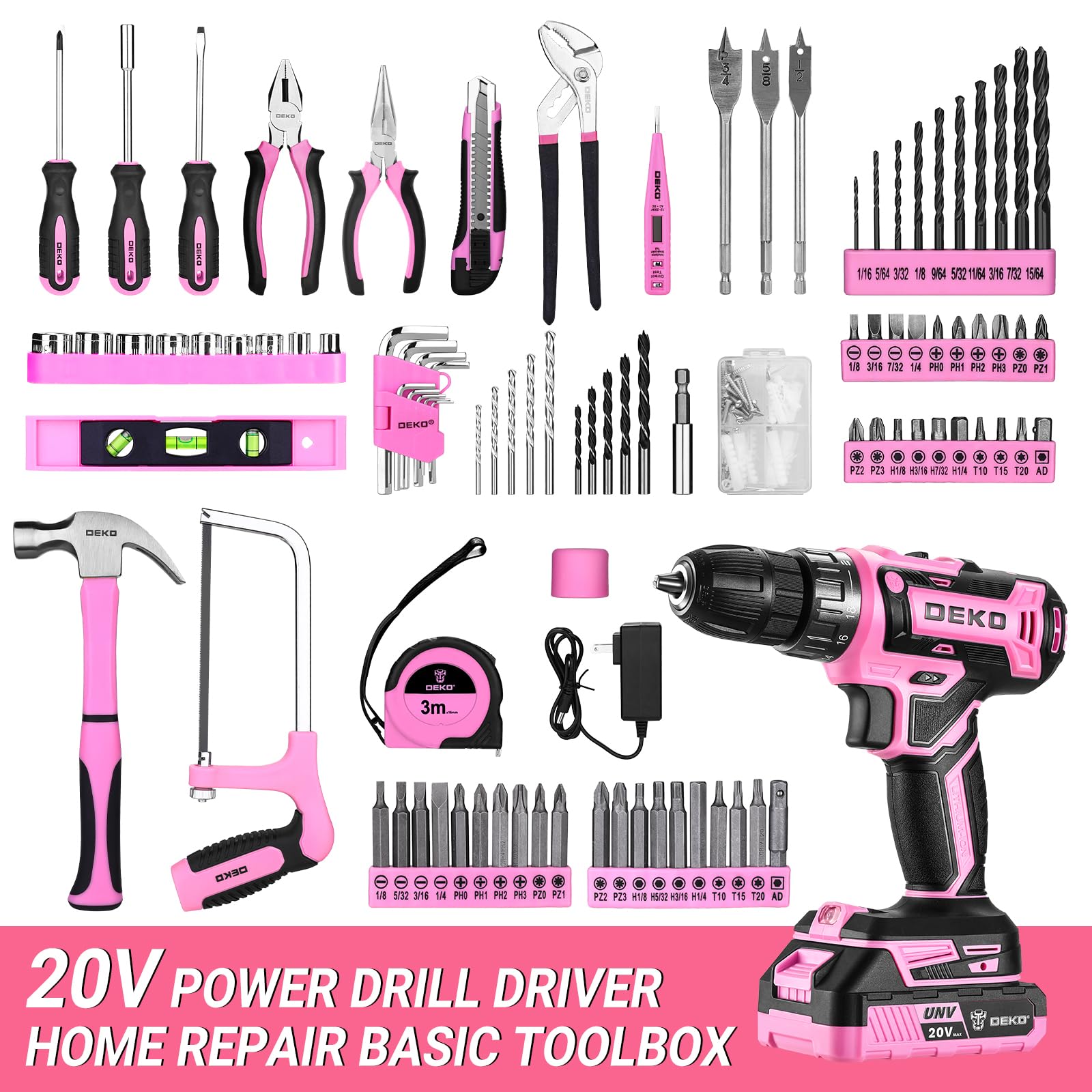 DEKOPRO pink 1.5Ah battery powering cordless drilling sessions.