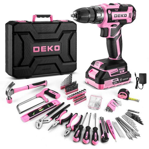 DEKOPRO pink 20V power drill ready for quick DIY projects.