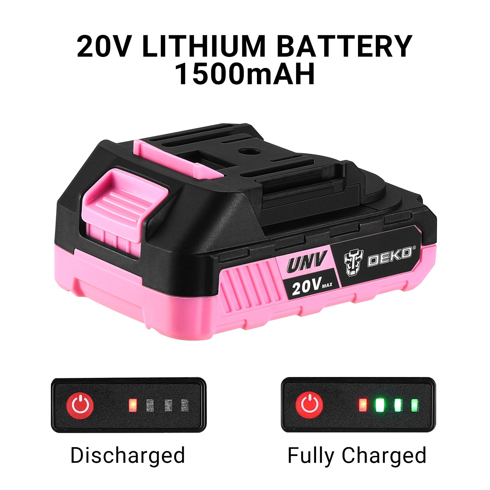 DEKOPRO pink drill charger ensures quick setup for projects.