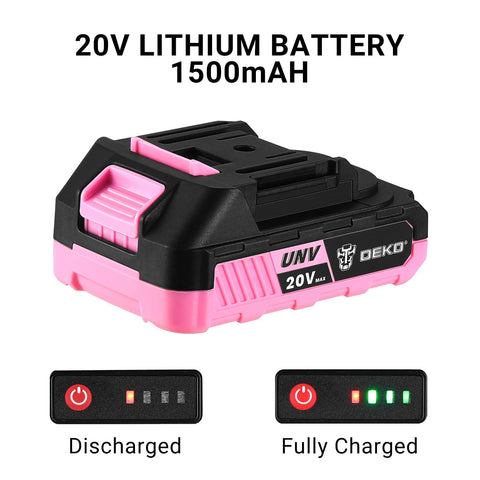 DEKOPRO pink drill charger ensures quick setup for projects.