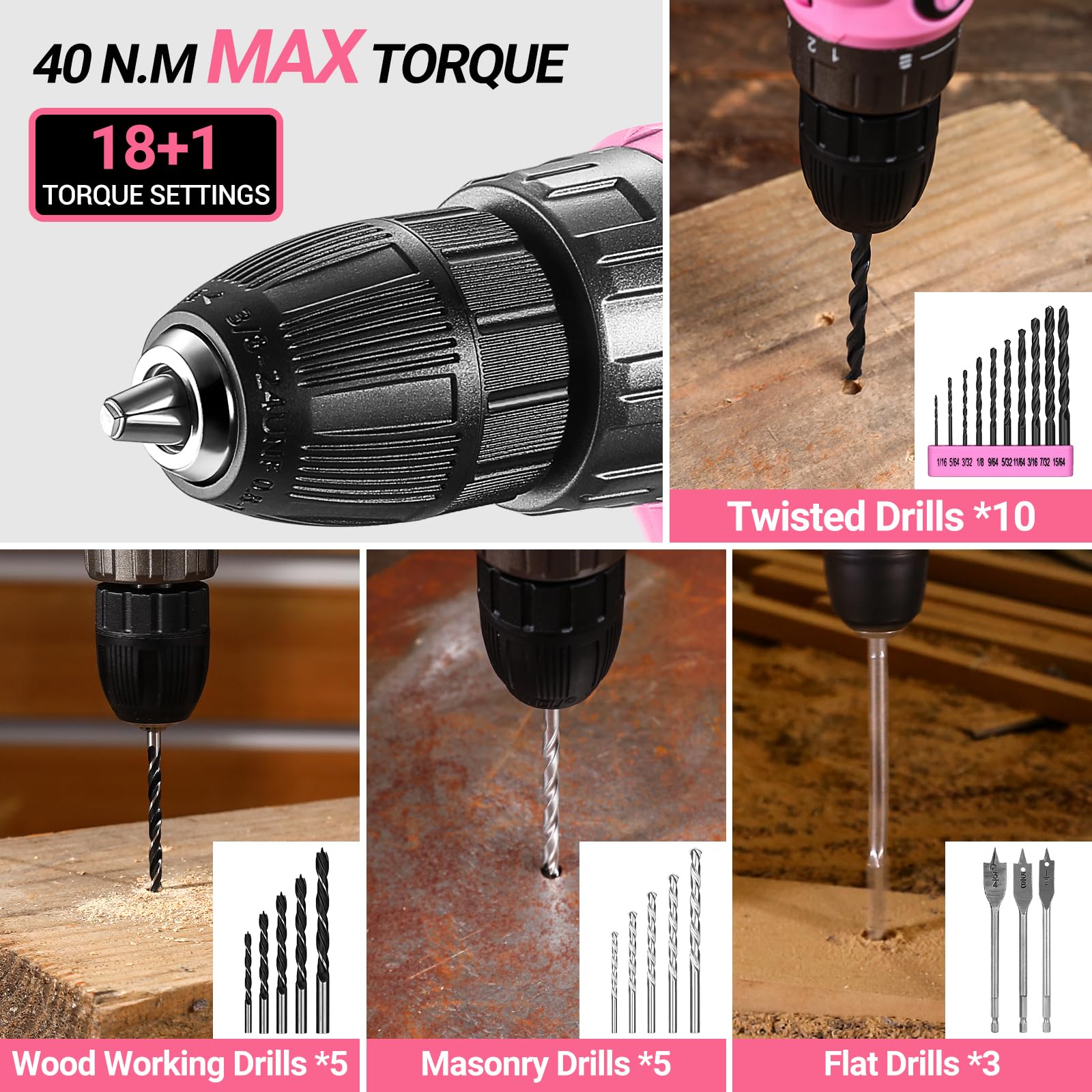 DEKOPRO pink screwdriver set ideal for fast furniture assembly.