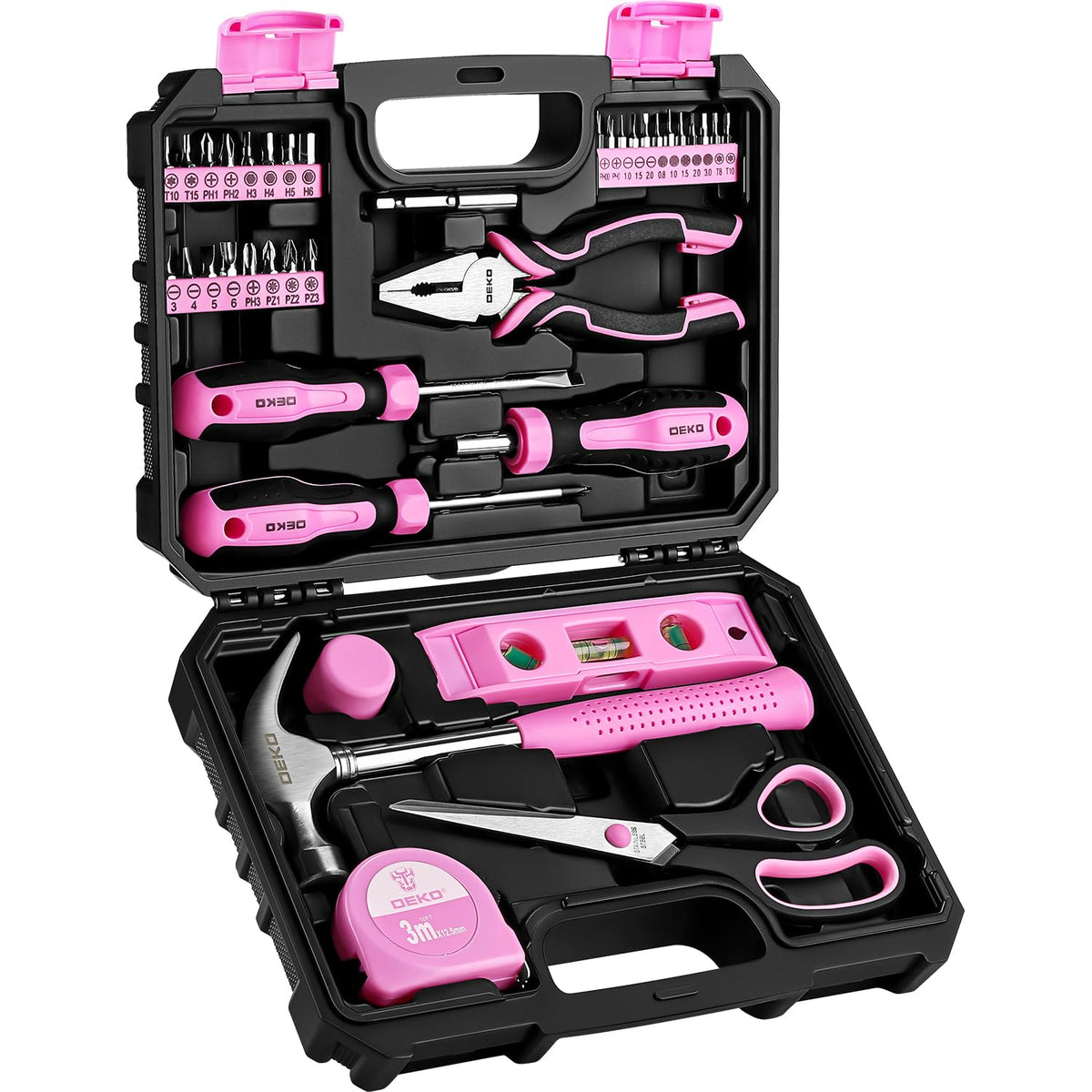 DEKOPRO pink tool set for women box open for quick DIY projects