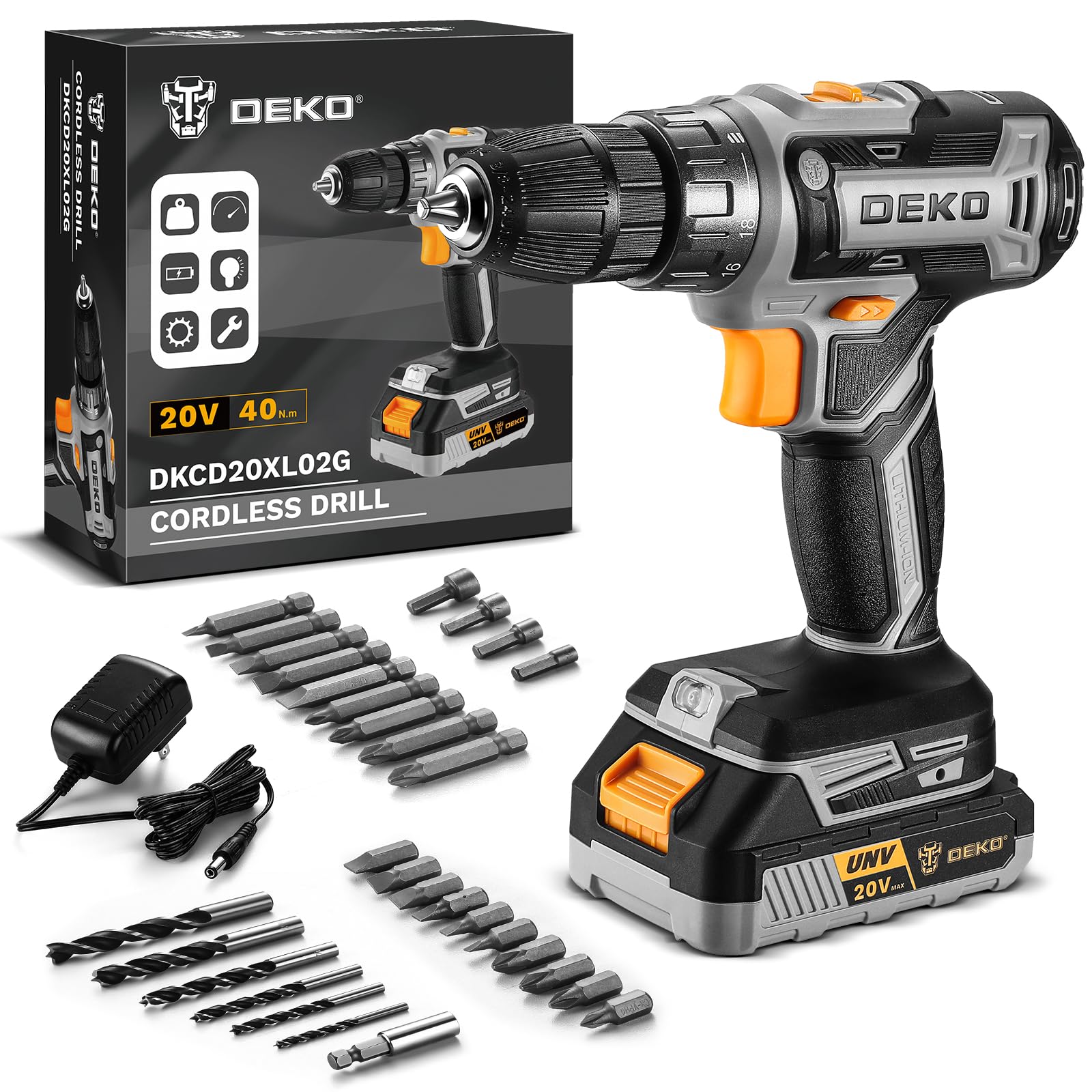 DEKOPRO cordless power drill compact design for easy handling in tight spaces.