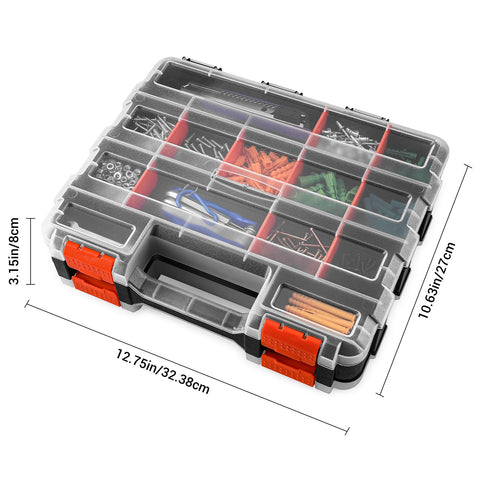 DEKOPRO removable dividers allow customizable compartments for nails and bolts