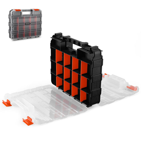 DEKOPRO small parts organizer with 34 compartments keeps nails and screws sorted