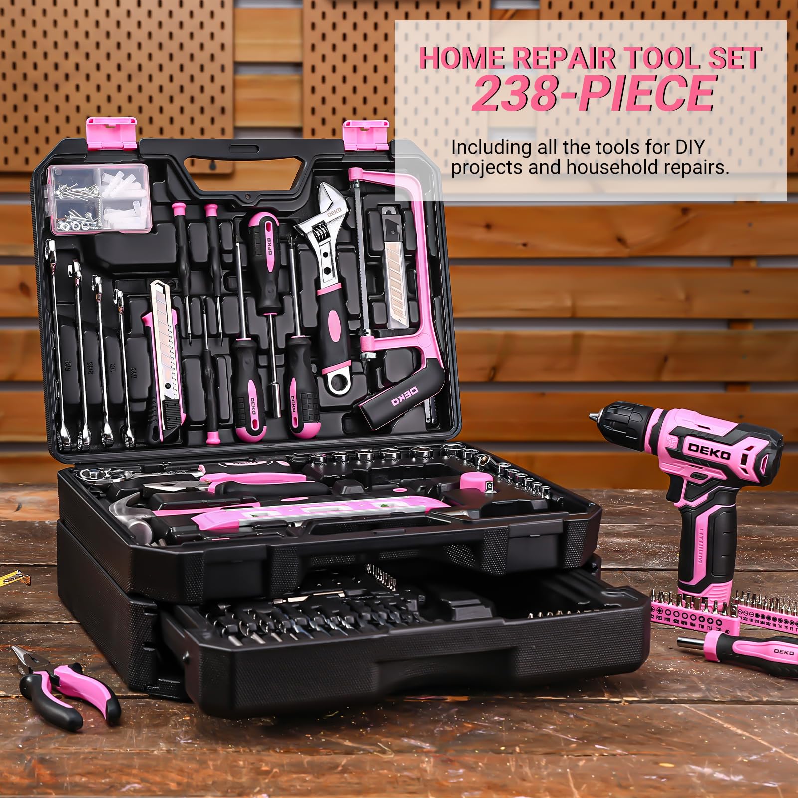 DEKOPRO sturdy plastic toolbox for secure storage and portability