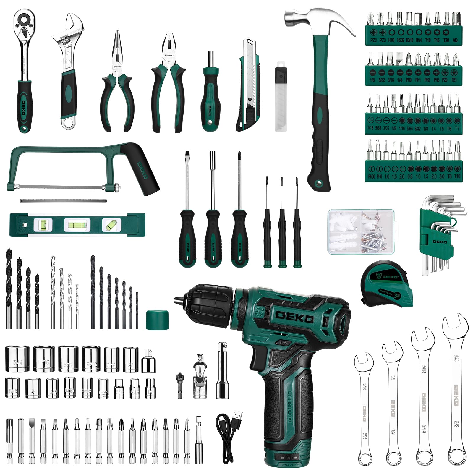 DEKOPRO hammer and bits, ready for everyday repairs.