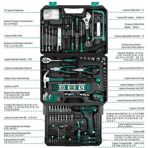DEKOPRO screwdriver and wrench set for quick assemblies.