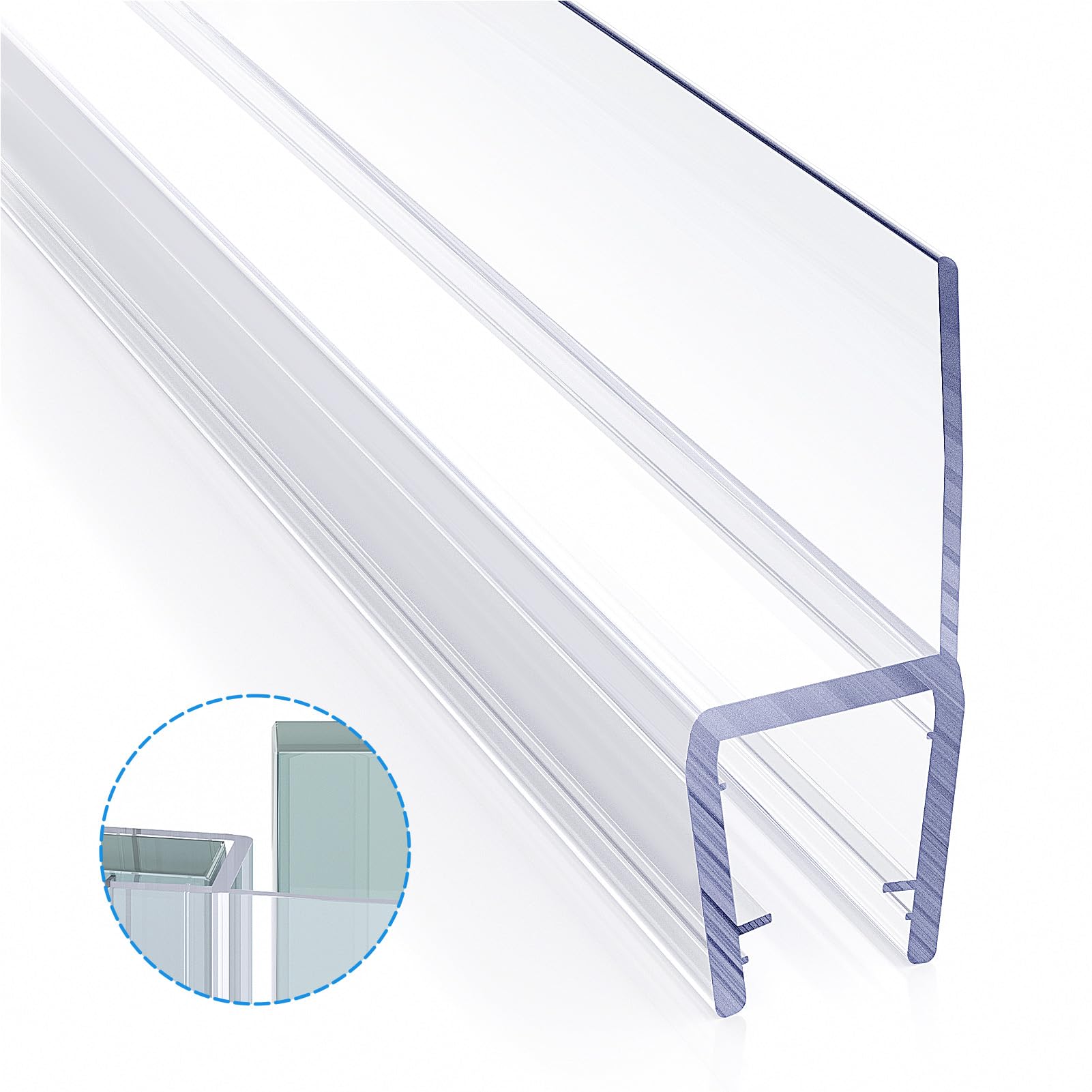 Delamu side seal in action on a frameless shower prevents splashes.