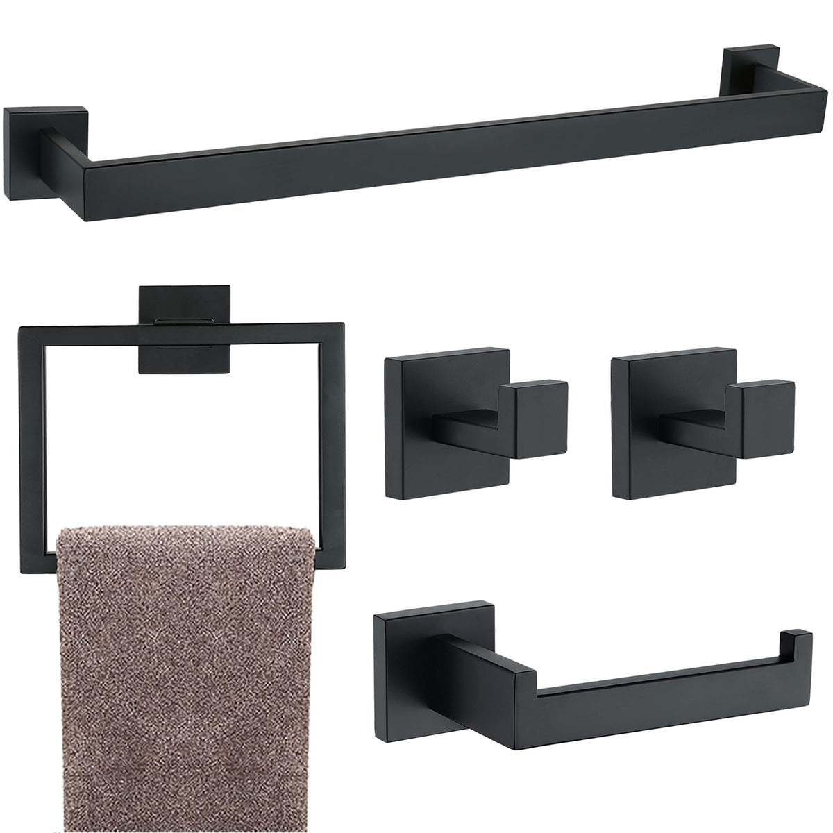 Delarkusi matte black towel bar 400mm adds sleek storage and quick-dry towels.