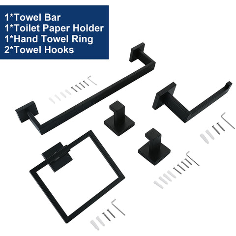 Delarkusi modern bathroom setup demonstrates cohesive matte-black style in daily use.