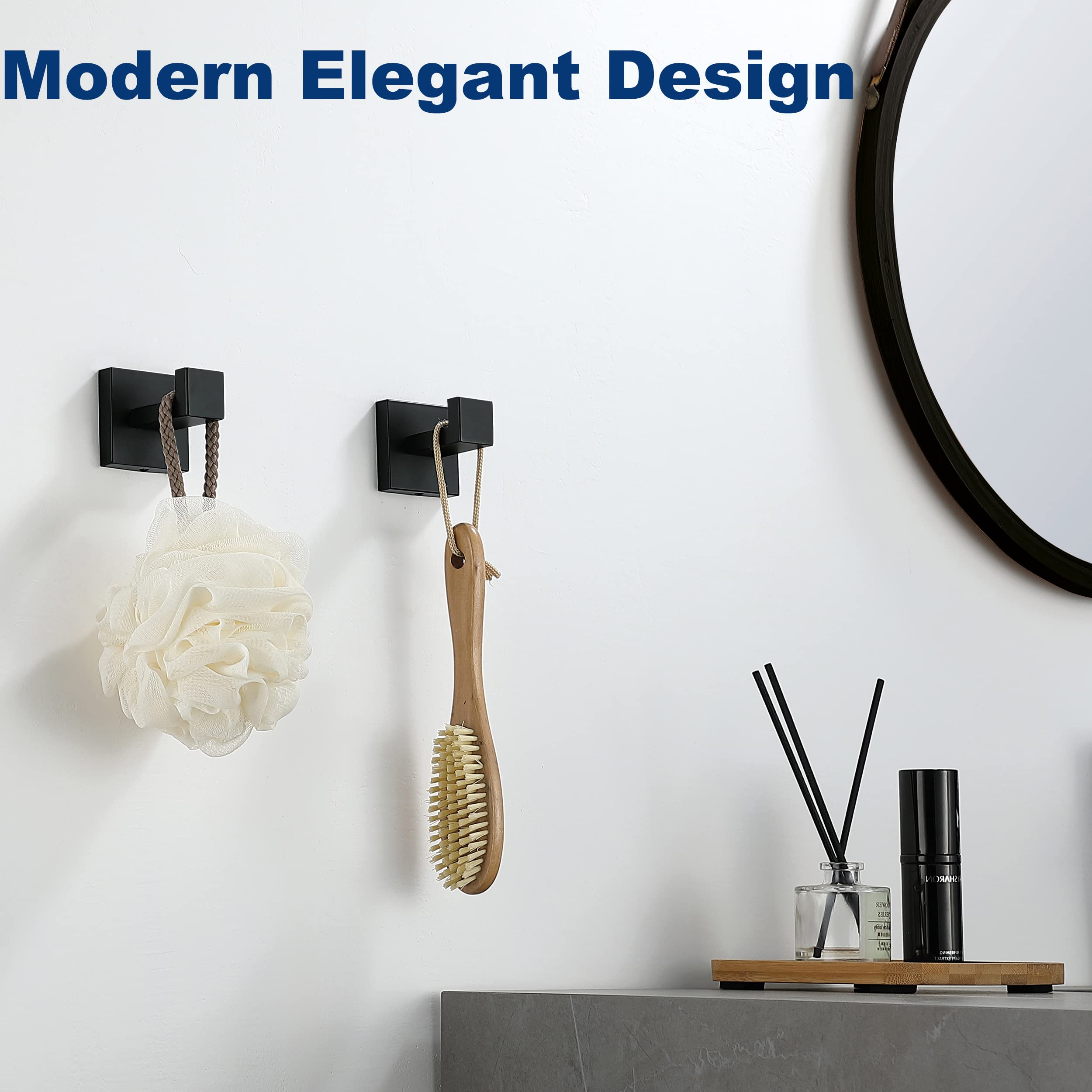 Square heavy-duty wall mount hook secures coats and towels neatly