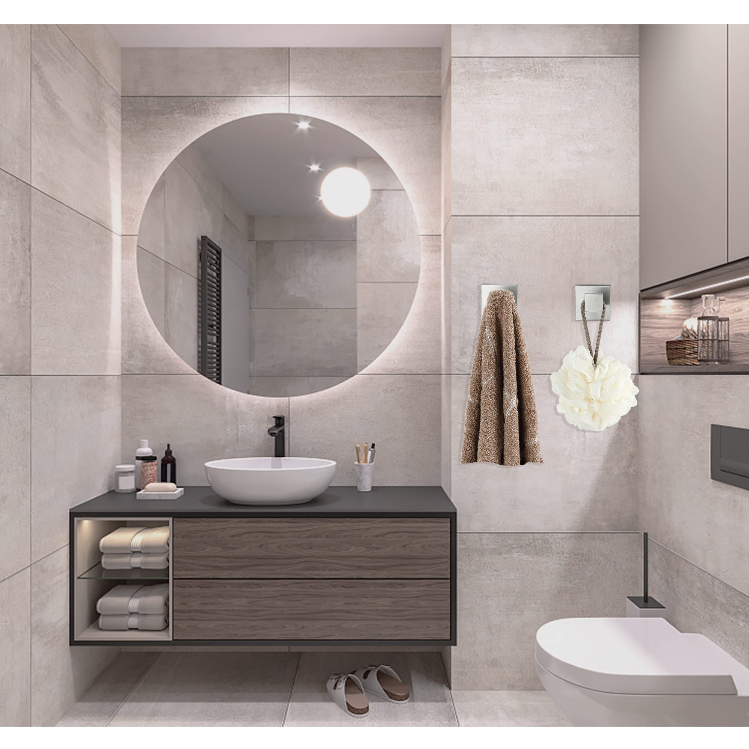 Delarkusi towel hook wall-mount close-up shows included hardware for quick installation
