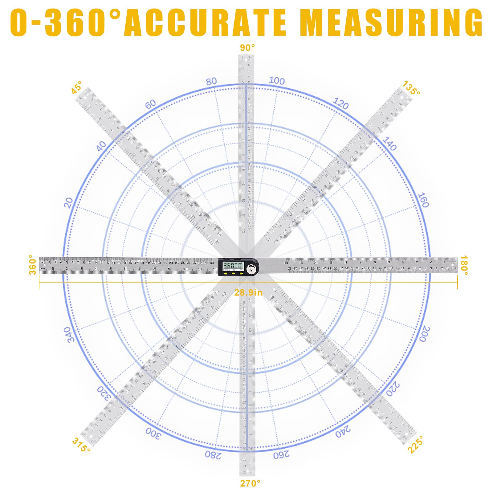 Delgada angle finder with locking function stabilizing the reading