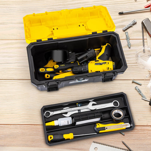 Deli 16-Inch Tool Box ergonomic anti-slip handle for comfortable carrying