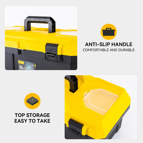 Deli 16-Inch Tool Box removable tray adds flexible small part storage