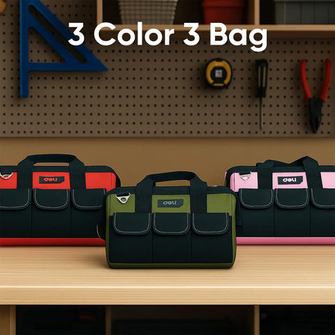 Reinforced hard bottom detail on a Deli tool bag for durability