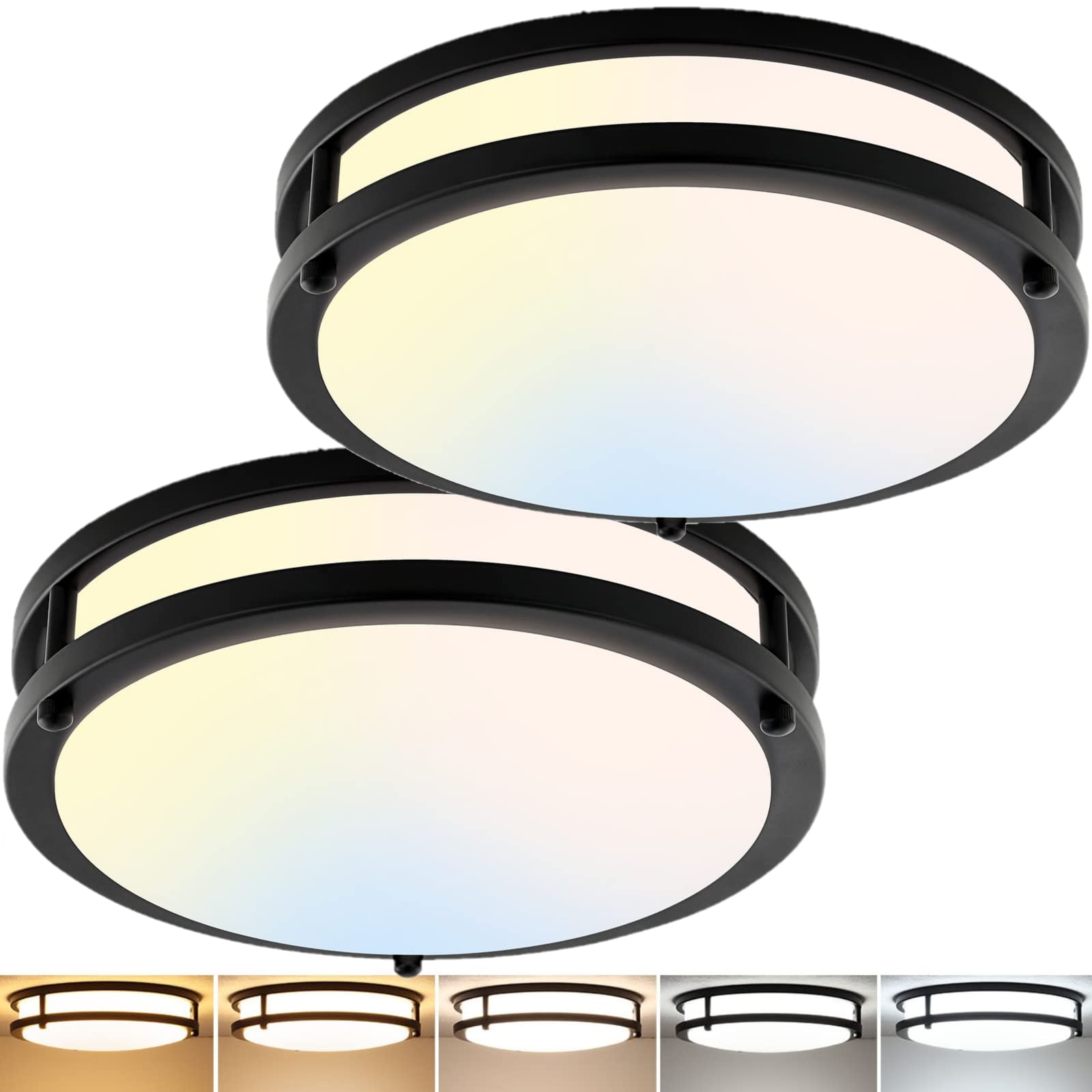 Delightown 2-pack 10-inch LED flush mount light for modern kitchen illumination.