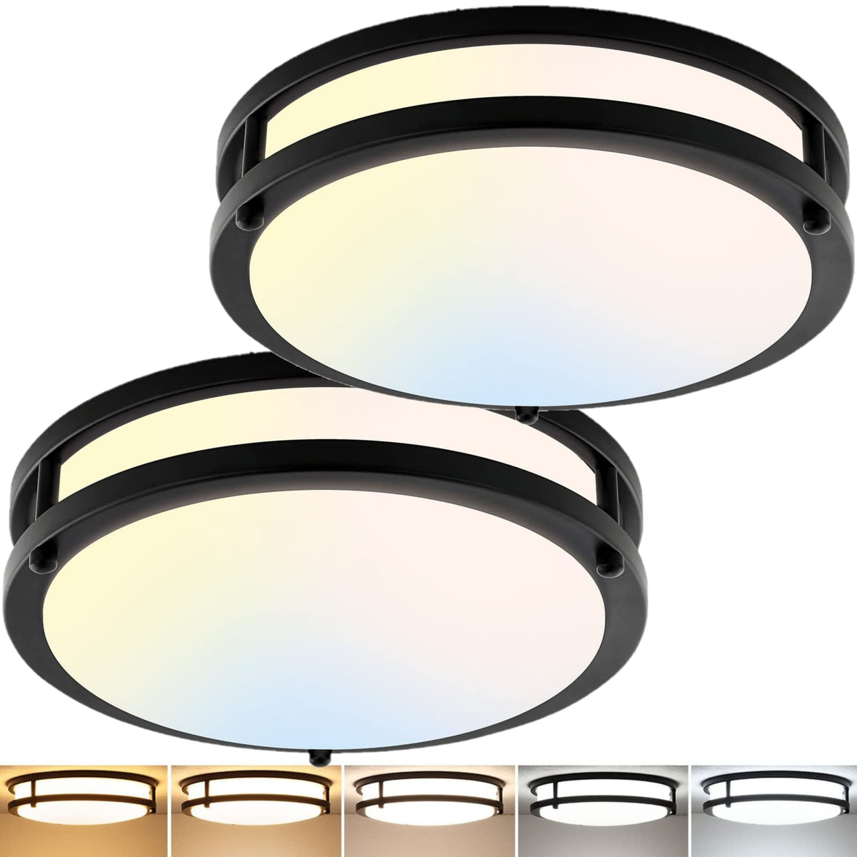 Delightown 2-pack 10-inch LED flush mount light for modern kitchen illumination.