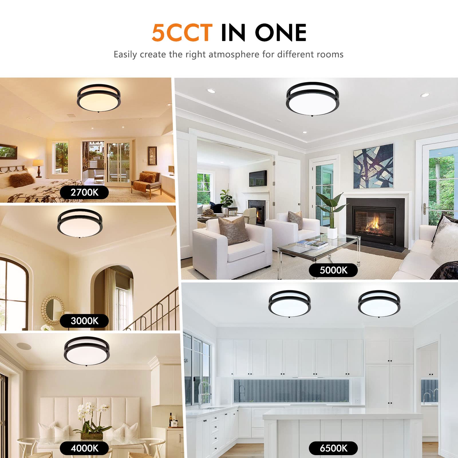 Delightown 3200LM ceiling light delivers bright, even illumination for living rooms.