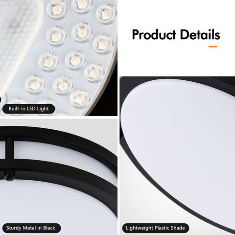 Delightown black dual-ring modern ceiling light adds bold style and focus.