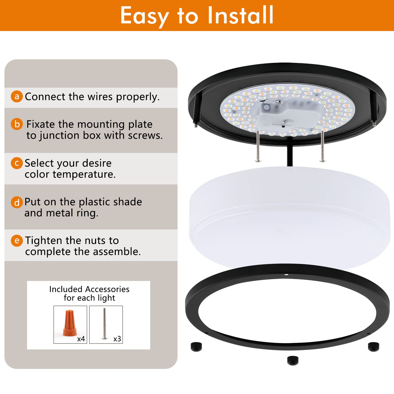 Delightown 12-month warranty backs this reliable ceiling light.