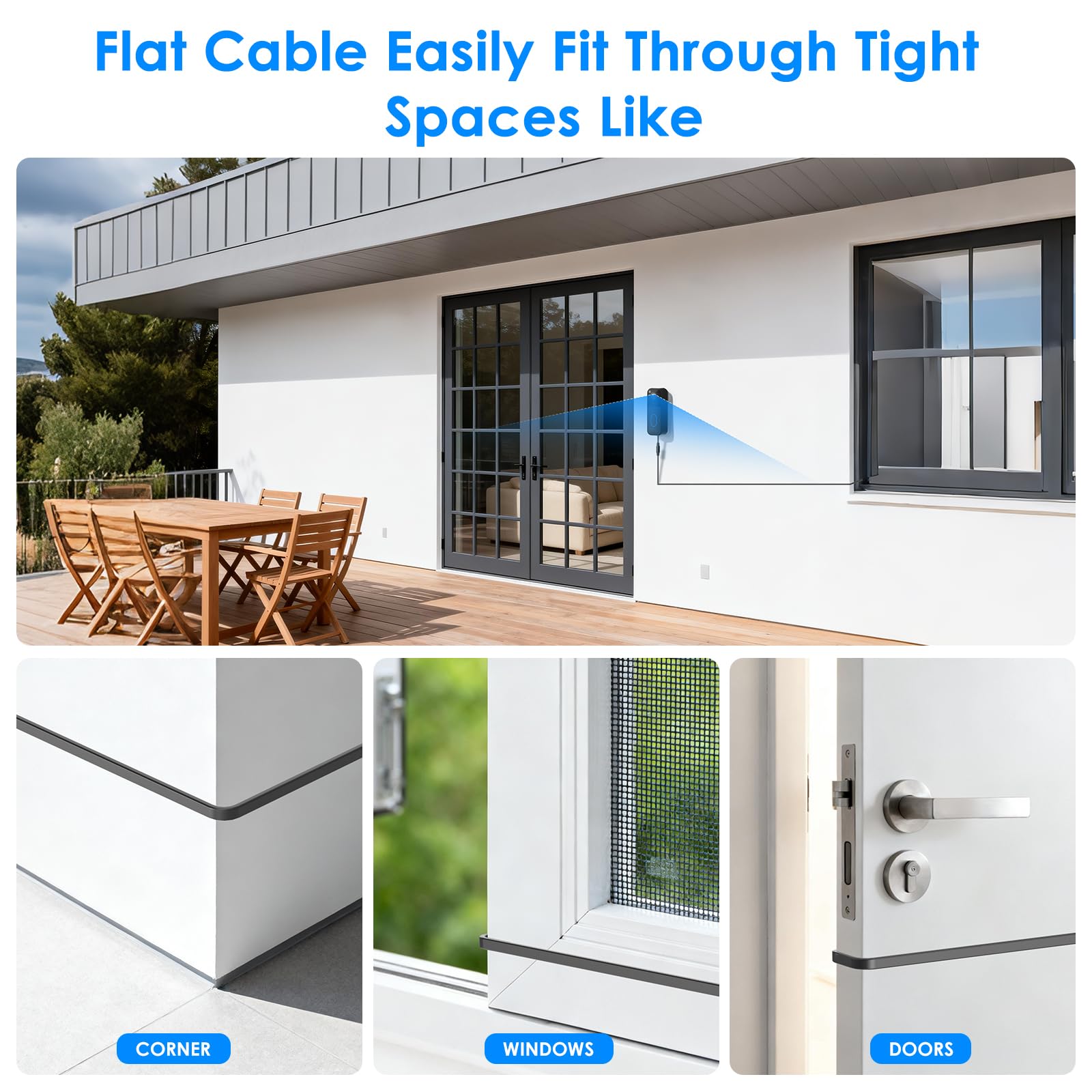 Delilyn cable passes through windows or doors without compromising waterproofing.