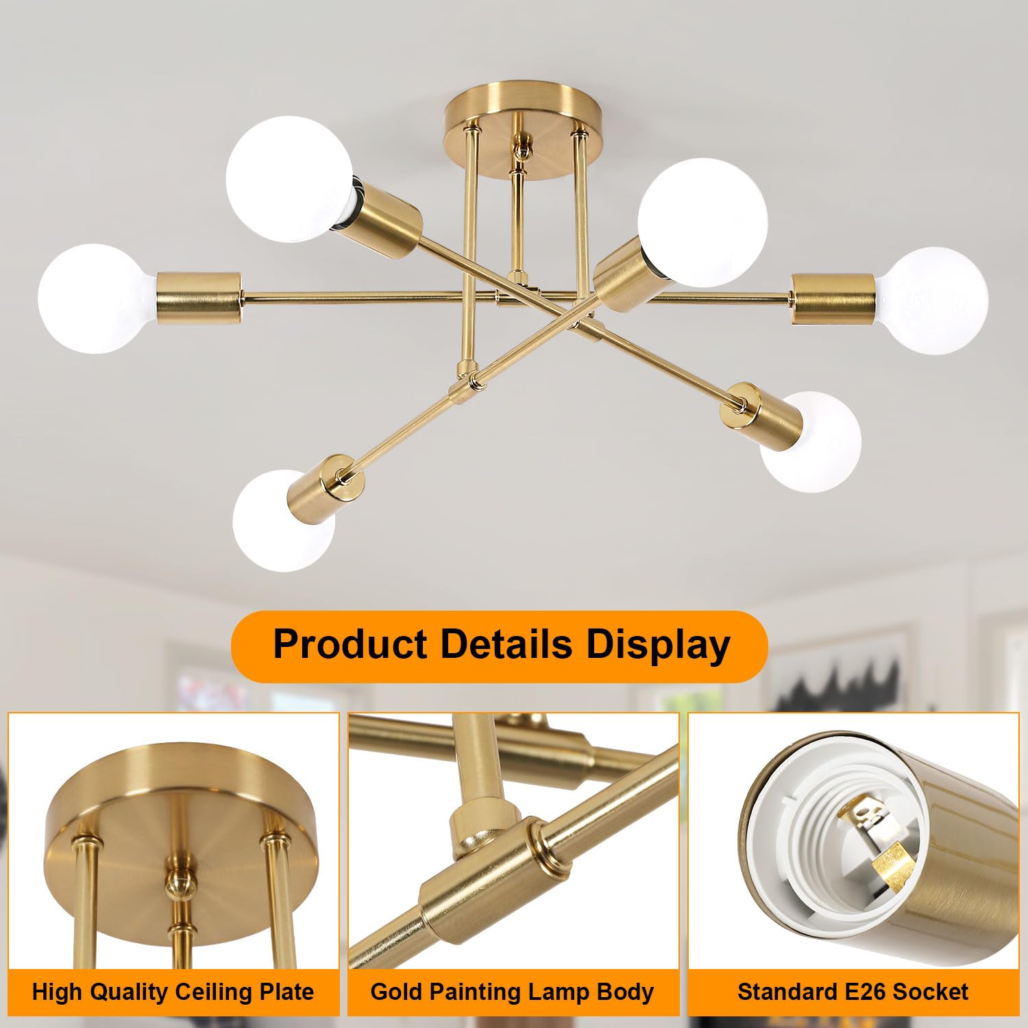 DELIPOP kitchen sputnik six-bulbs ceiling light for clear task lighting