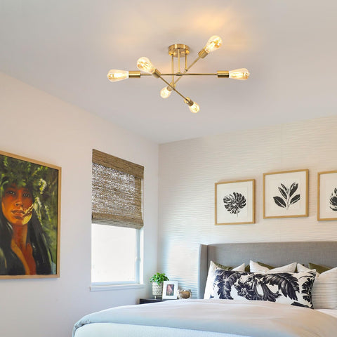 DELIPOP rotatable sputnik arm gold chandelier offers directional lighting