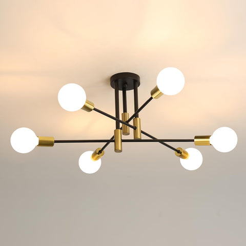 DELIPOP Sputnik light fixture with six arms creates dining room ambiance and mid-century flair.