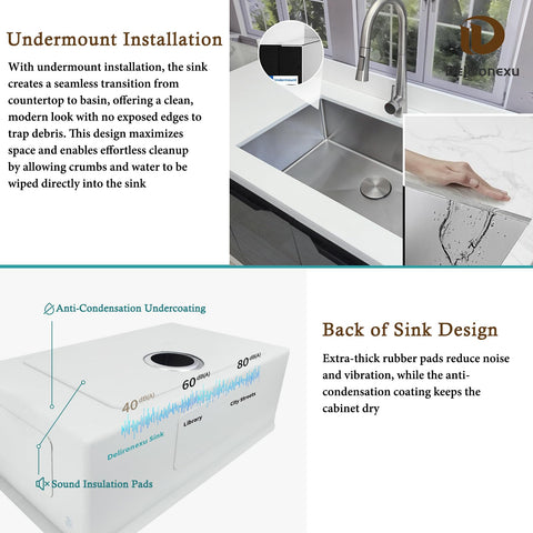 Delironexu brushed nickel finish detail emphasizes oil resistance and easy cleaning.