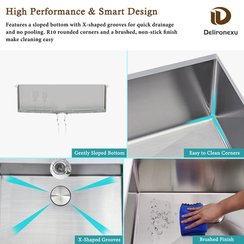 Delironexu quiet pads inside the sink reduce noise during dishwashing.