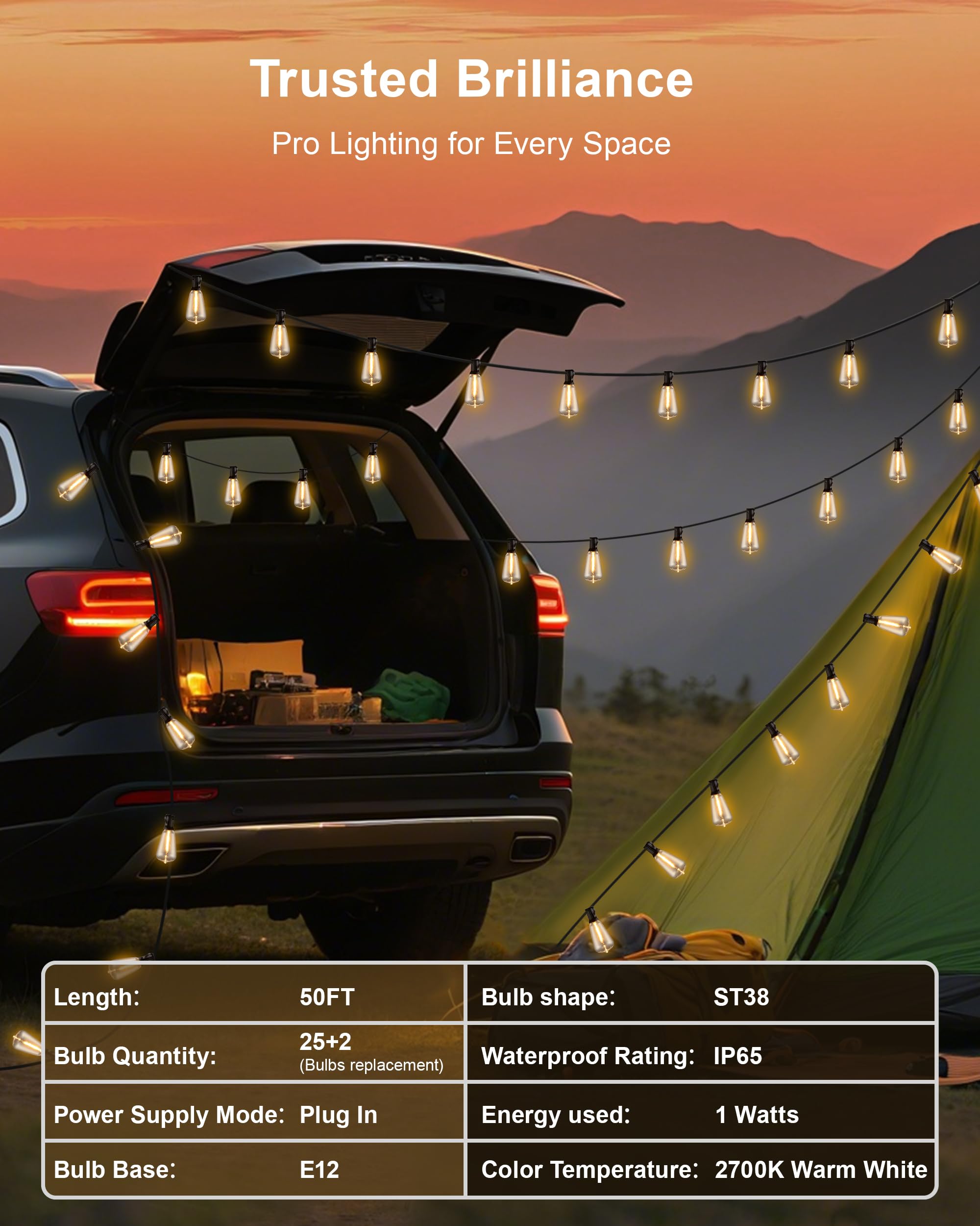 Delitor 2700K warm white glow enhances outdoor spaces