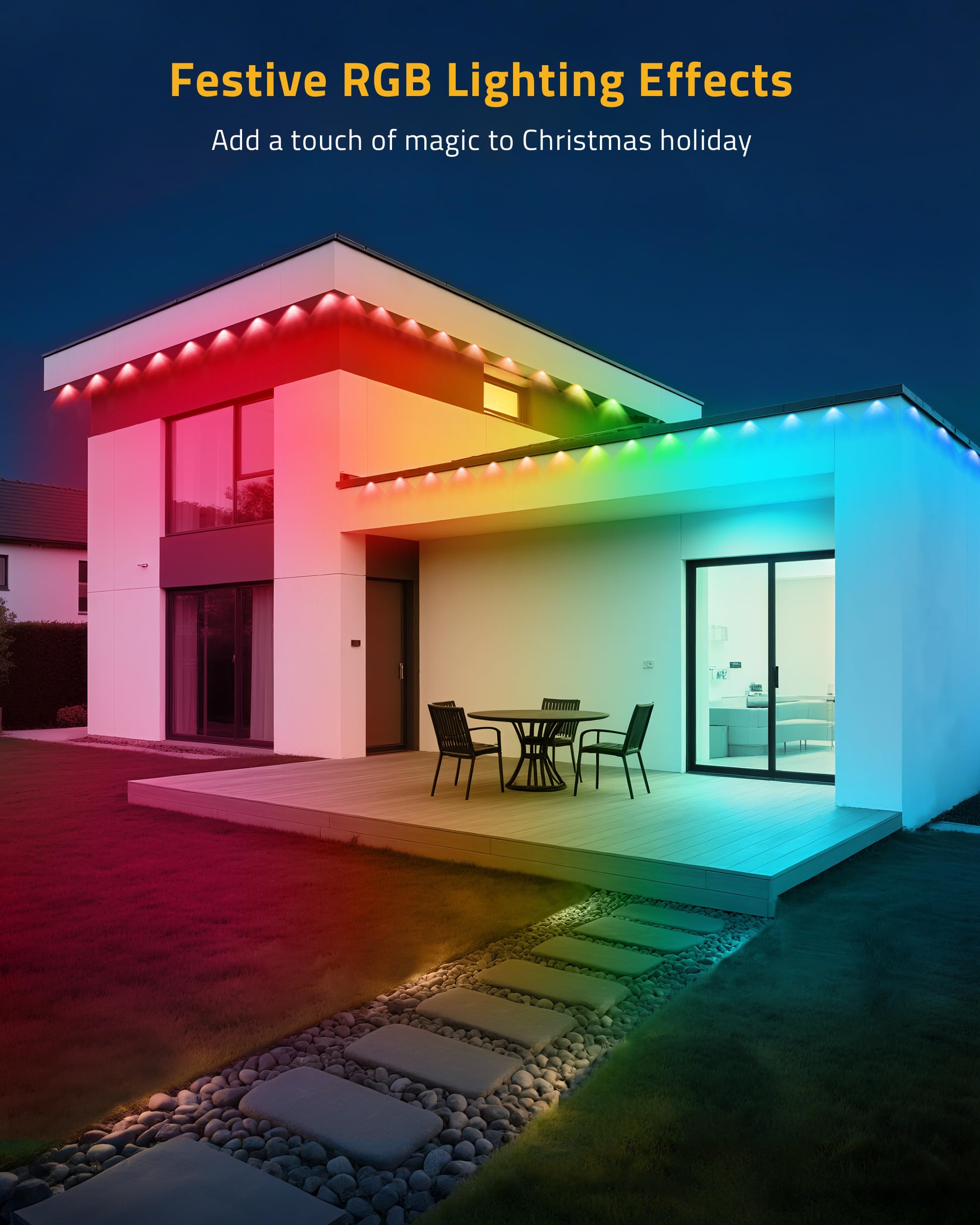 DELITOR roofline illumination enhances curb appeal during holidays.