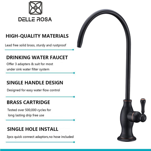 Delle Rosa faucet featuring oil rubbed bronze finish resists tarnish and adds timeless style.