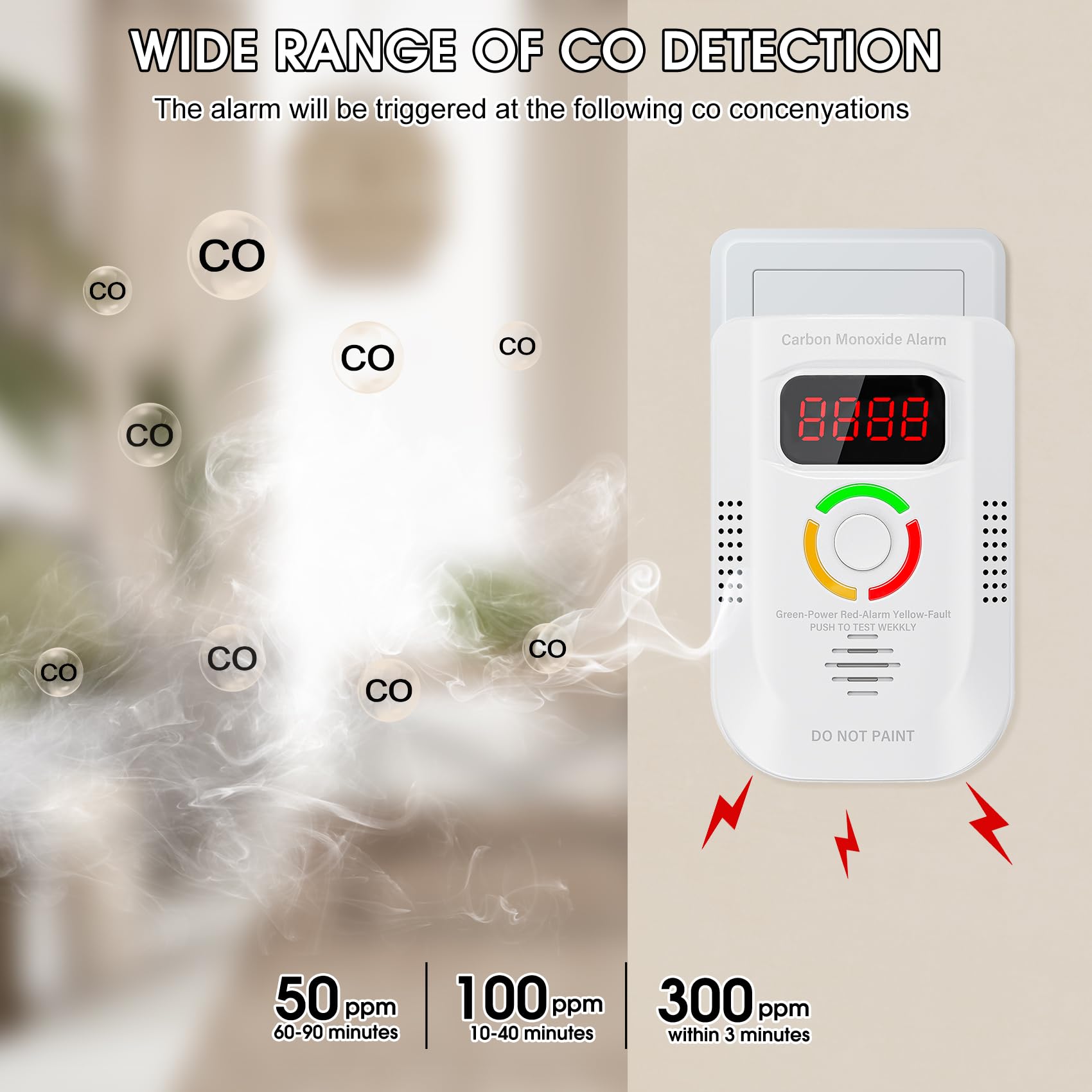 Deller portable CO detector ideal for travel, no installation