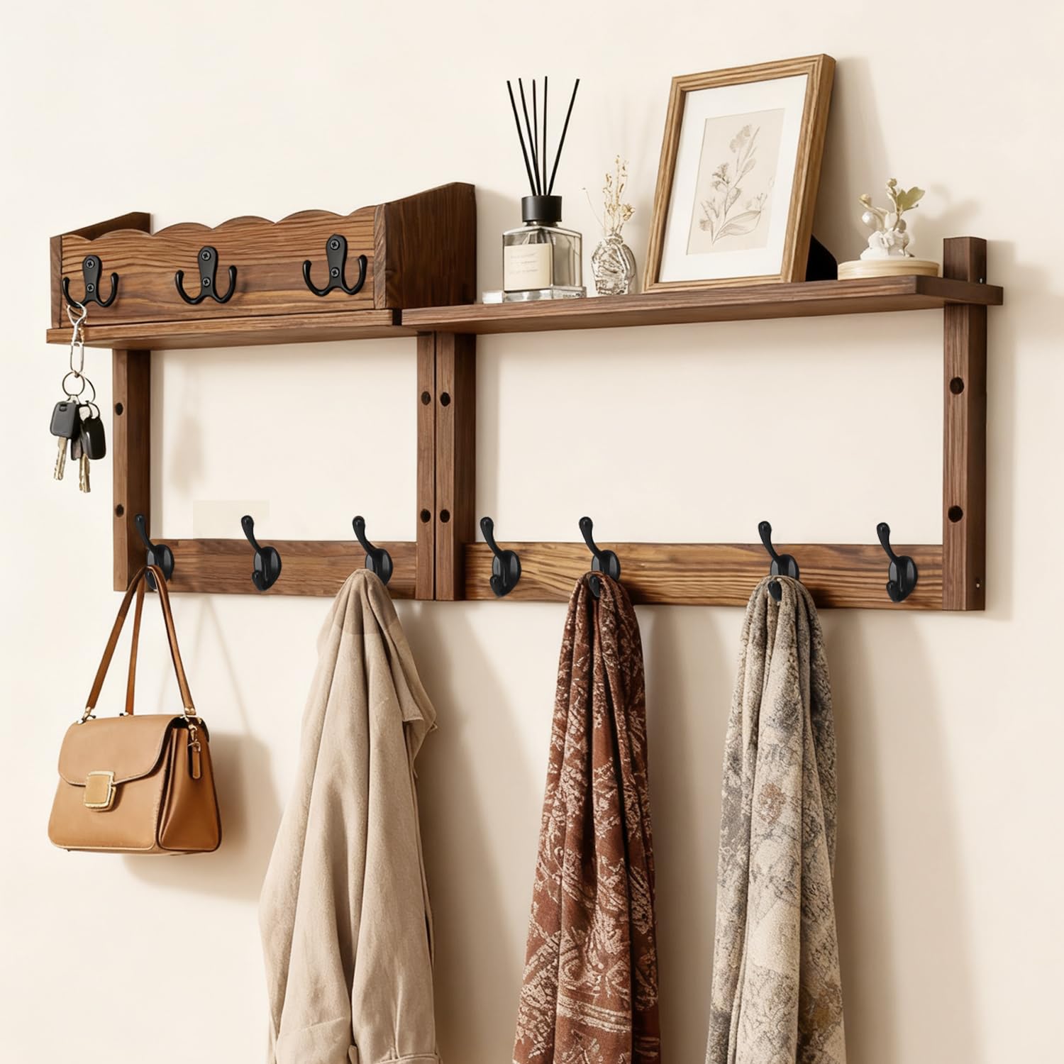 Dellicasi 28-inch coat rack with shelf front view for organized entryway storage