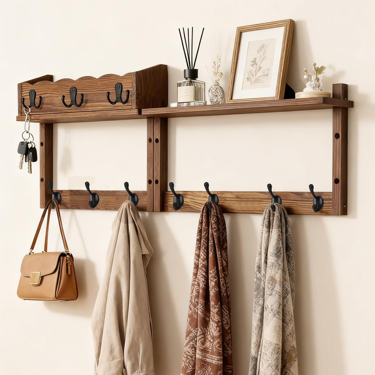 Dellicasi 28-inch coat rack with shelf front view for organized entryway storage