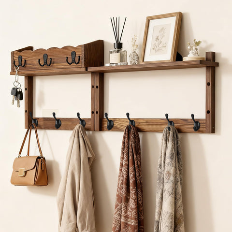 Dellicasi 28-inch coat rack with shelf front view for organized entryway storage
