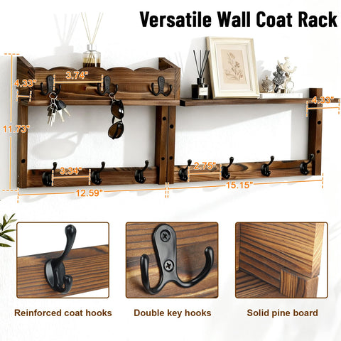 Dellicasi coat rack with shelf side view showing wall-mounted design