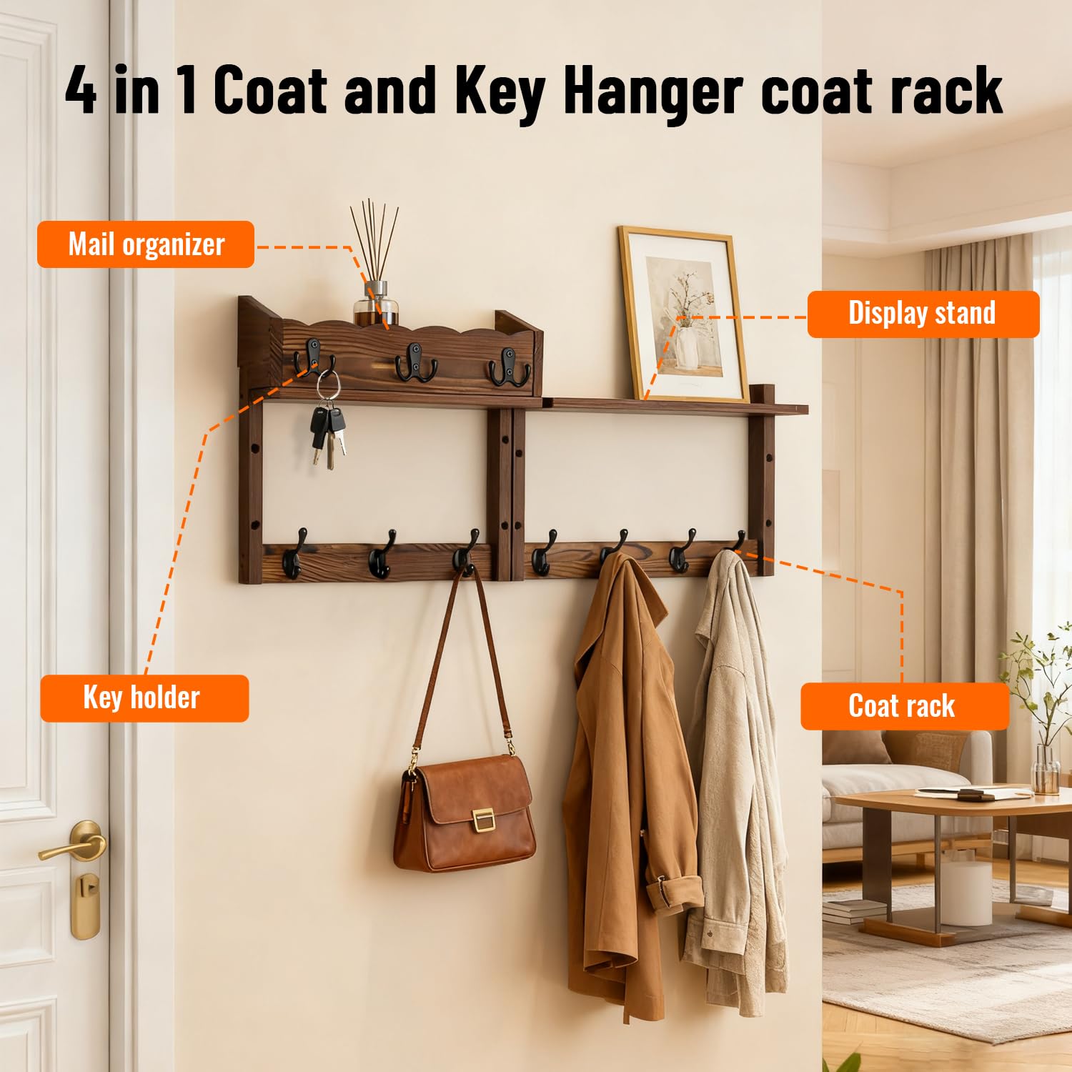 Dellicasi 7-hooks close-up highlighting sturdy coat hooks for daily use