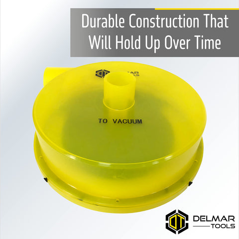 Delmar Tools dust separator in use during workshop cleanup.
