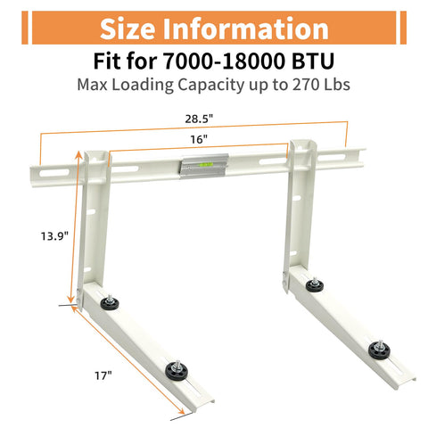 Delmoar outdoor bracket mounted at right angles ensures condenser stability.